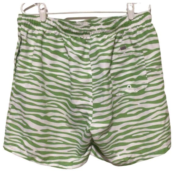 Shein Big Wave Fun Surf Club Men’s Swim Trunks Green Zebra Stripe Size XL Shorts - Picture 3 of 3
